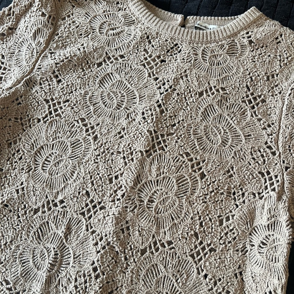 Abercrombie & Fitch Tan Crochet Sweater Top
